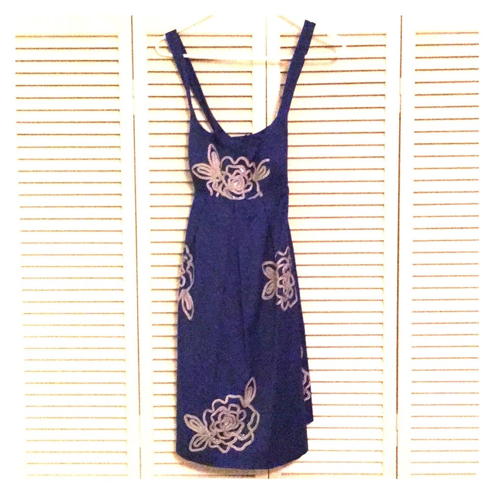 Royal blue dress with silver beading size 4
